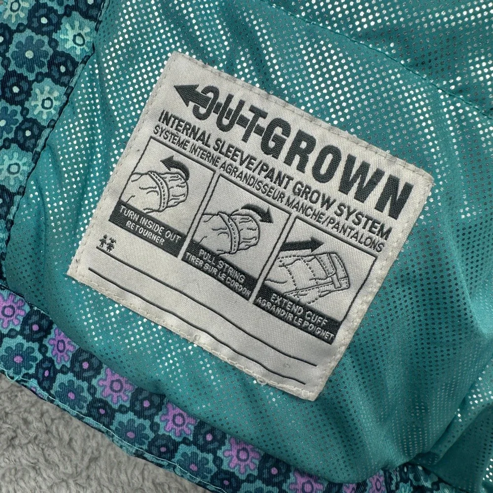 Columbia Omni-Heat Outgrown Sleeves‎ Winter Jacket Kids Medium Teal Floral Coat